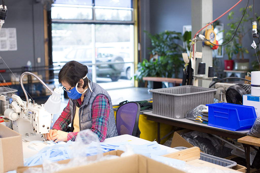We at TOM BIHN are sewing face masks for healthcare professionals in our Seattle factory.