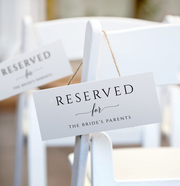 Printable Reserved Sign Tent Romantic Calligraphy Large (Editable