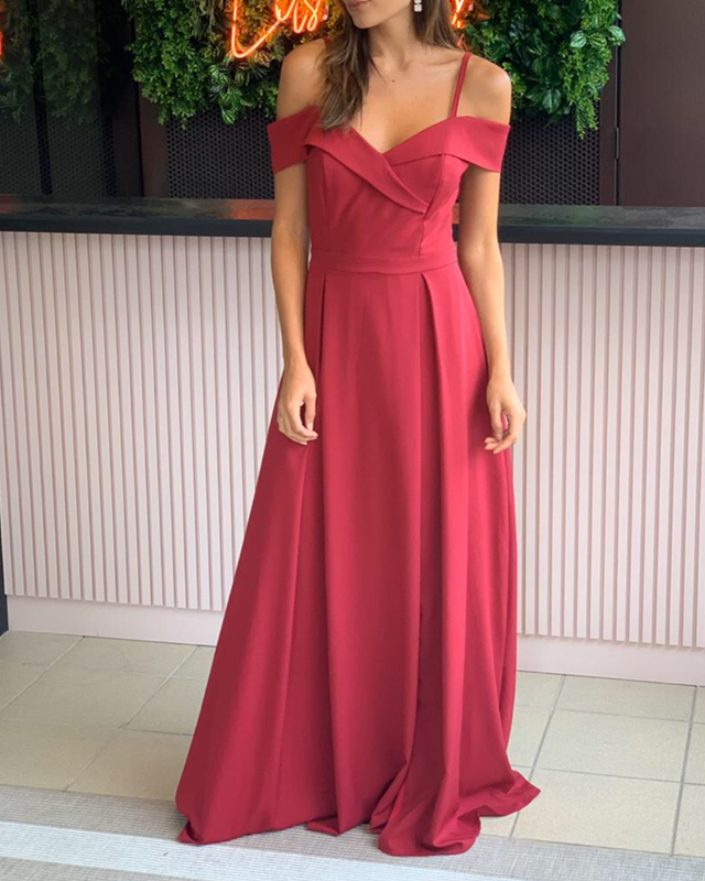 Cold Shoulder Prom Dresses Satin Split Alinanova 