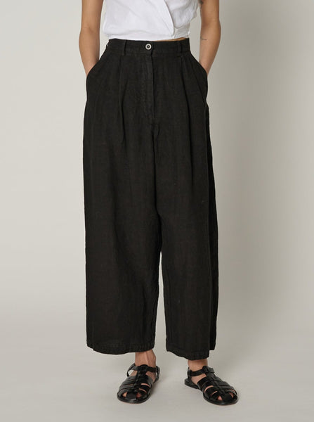 Boy Trouser Linen in Onyx – Shaina Mote - SHAINA MOTE