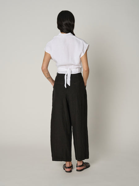 Boy Trouser Linen in Onyx