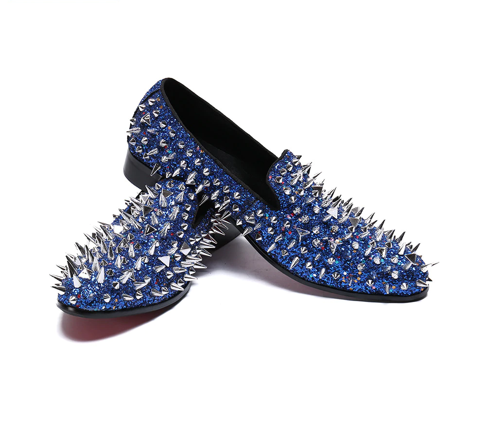 blue dress shoes with spikes