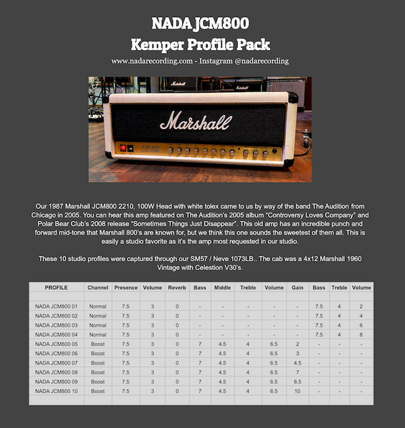 kemper jcm800 profile