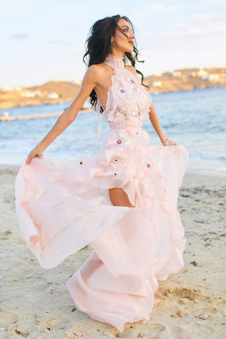 pink beach wedding dresses