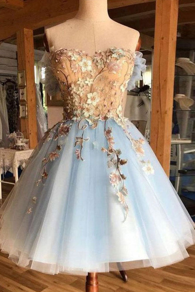 short blue wedding dress