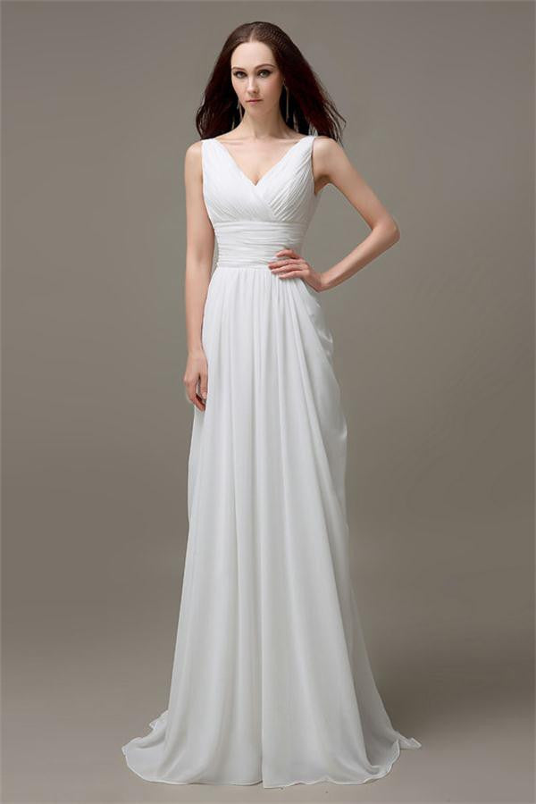 Plain White Simple Wedding Dress