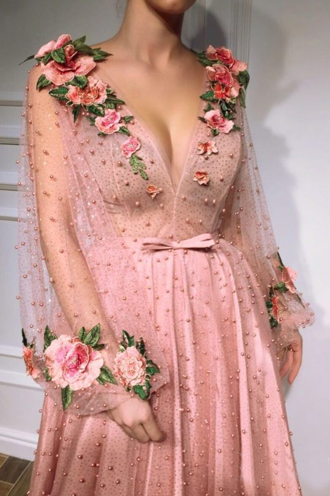 long sleeve dress with flowers