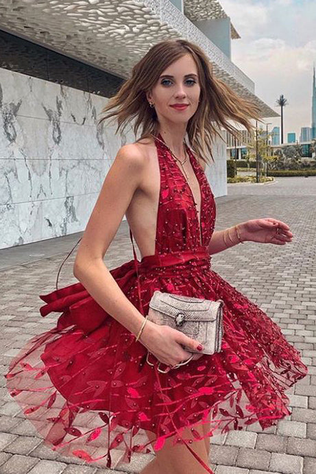 red mini party dress