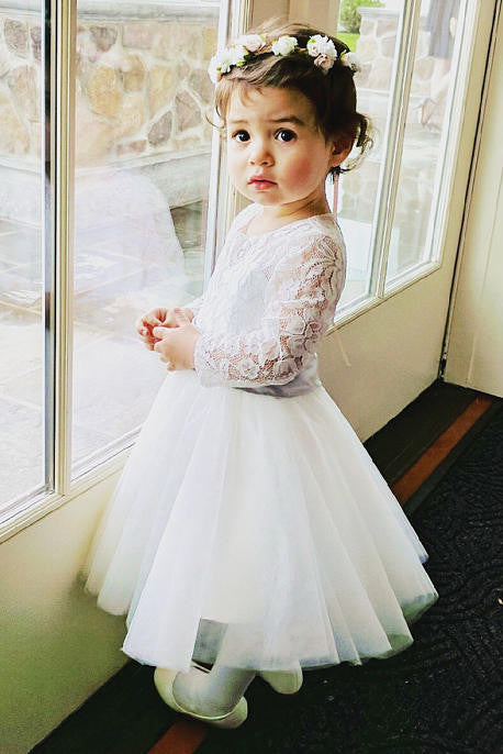 long sleeve tulle flower girl dresses