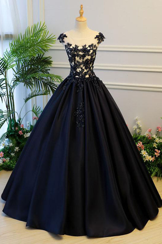 puffy black prom dresses