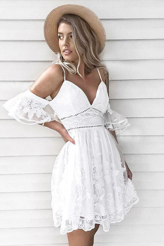 white lace grad dress