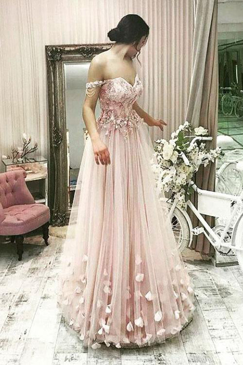pink flower prom dress