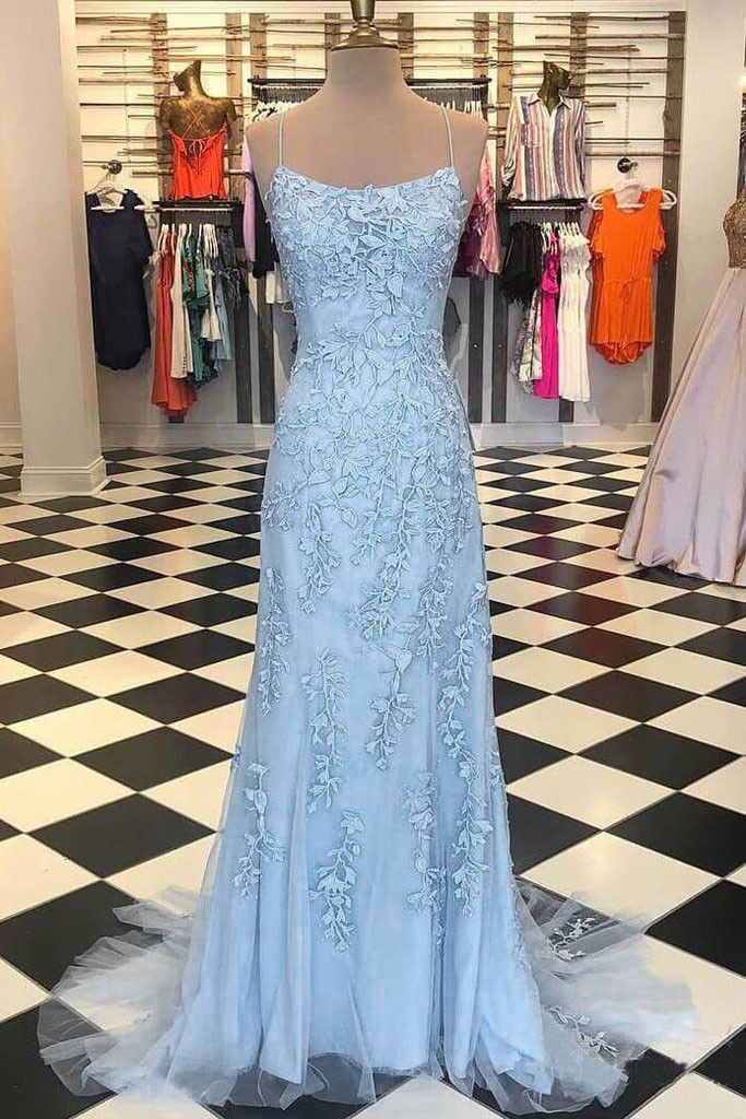 light blue lace homecoming dress