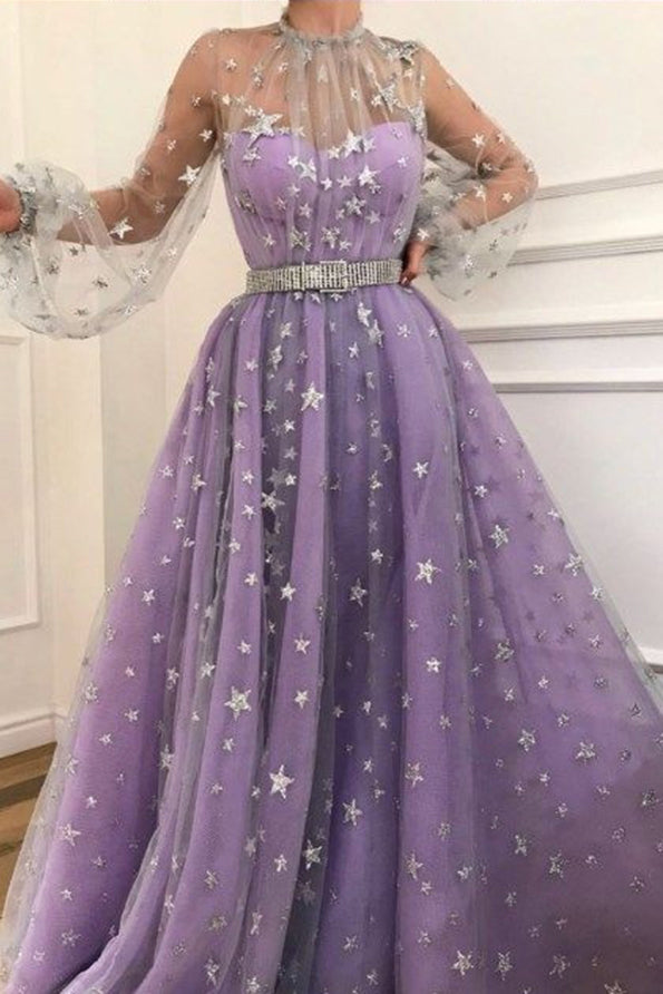 long sleeve lilac dress