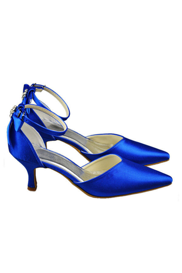 Sparkly Royal Blue Ankle Strap Low Heel 