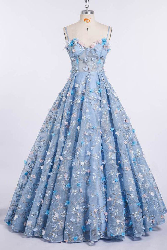 3d floral applique prom dress