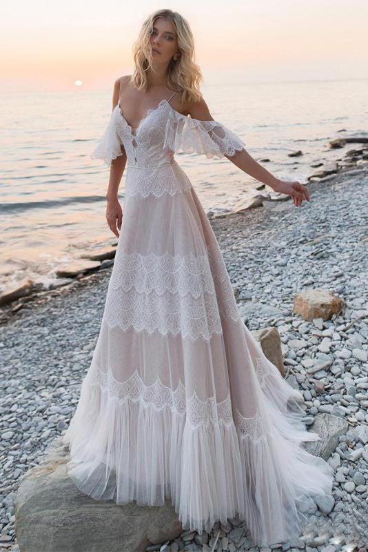 cold shoulder bridal gowns