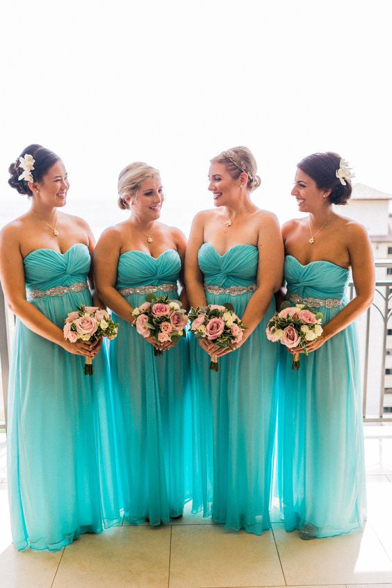 turquoise gown bridesmaid