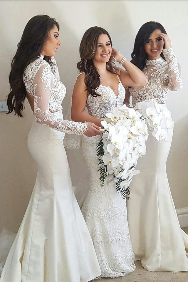 ivory mermaid bridesmaid dresses