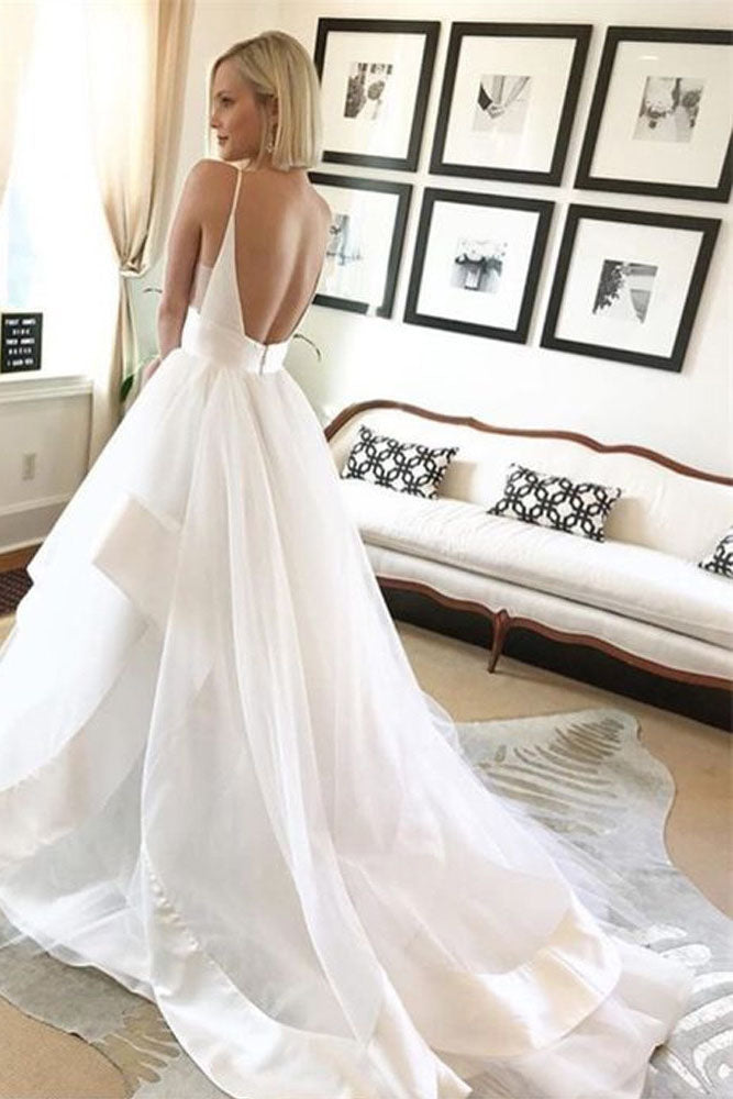 spaghetti strap ball gown wedding dress