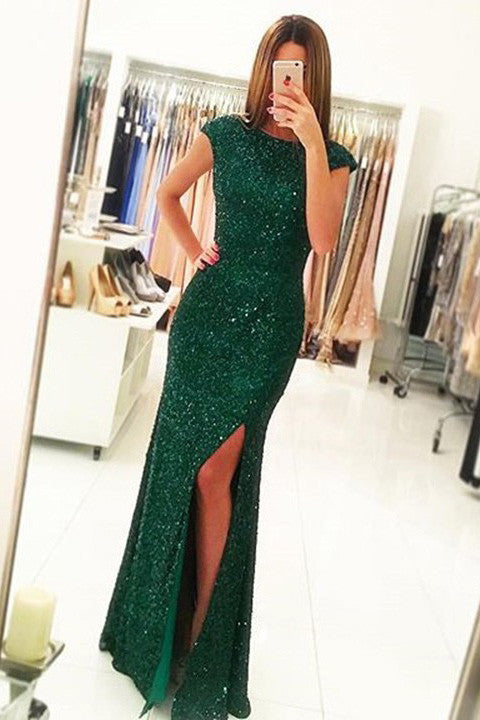 long sleeve dark green dress