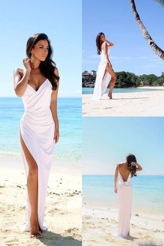 beach wedding dress with slit