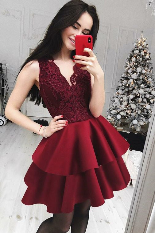 dark red hoco dresses