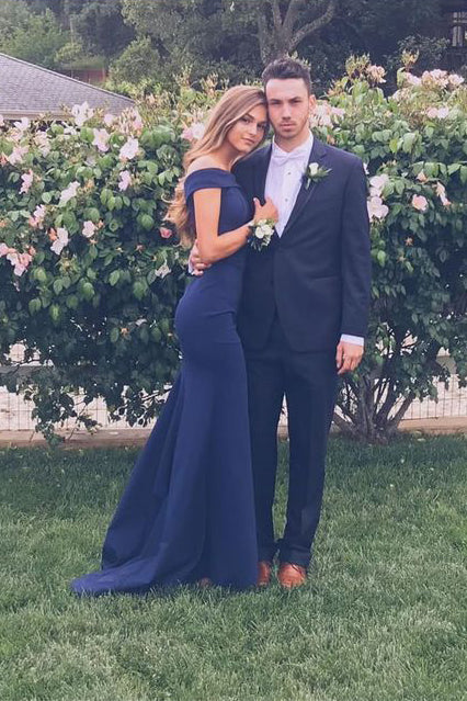 navy prom dress and tux