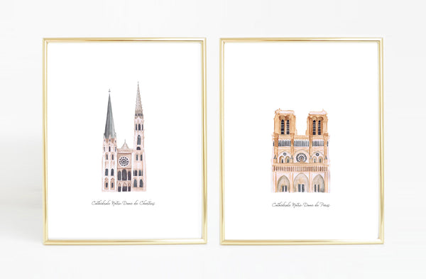 French Gallery wall watercolor landmarks
