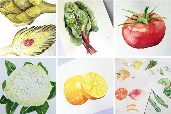 Seasonal Produce watercolors