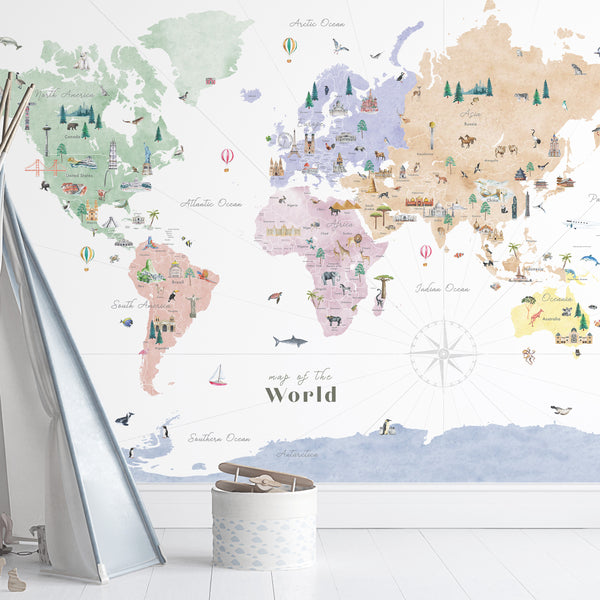 world map countries of the world map decal nursery