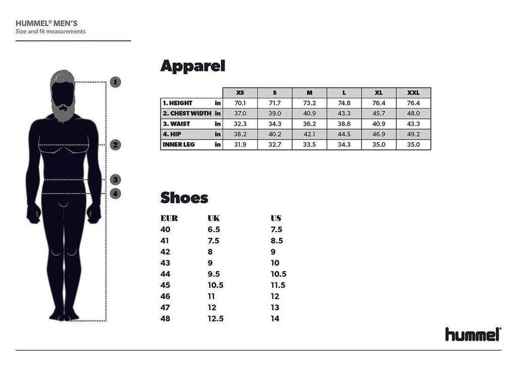 hummel men's sizing chart