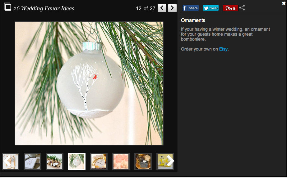 Hand Painted Ornament Huffington Post Wedding Article