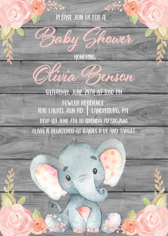 Elephant Baby Shower Invitations