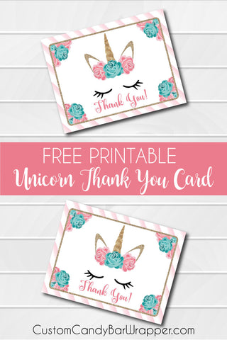 Free Printable Unicorn Thank You Card