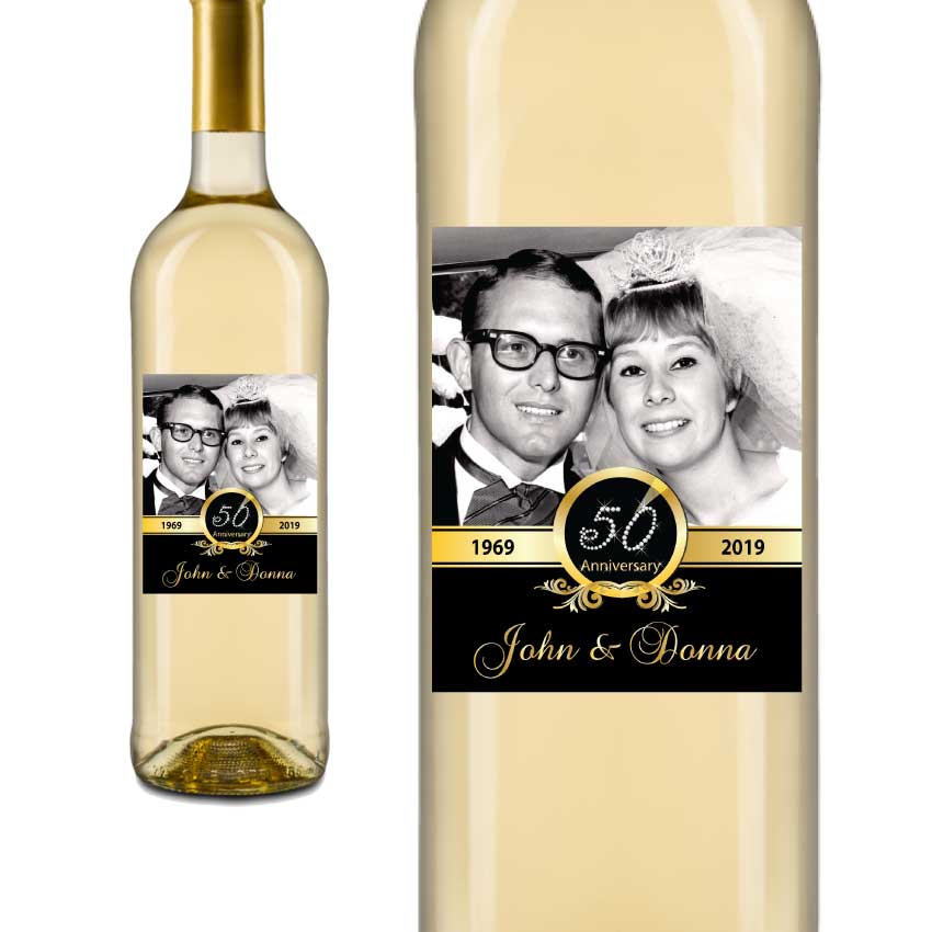 Personalized gold wedding anniversary wine labels printable