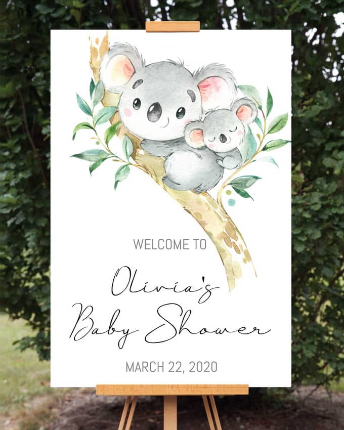 tolerantie moordenaar te rechtvaardigen Koala Baby Shower Welcome Sign - Announce It!