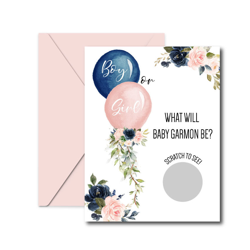 Girl OR Boy 24 qty Gender Reveal Scratch Off Cards 