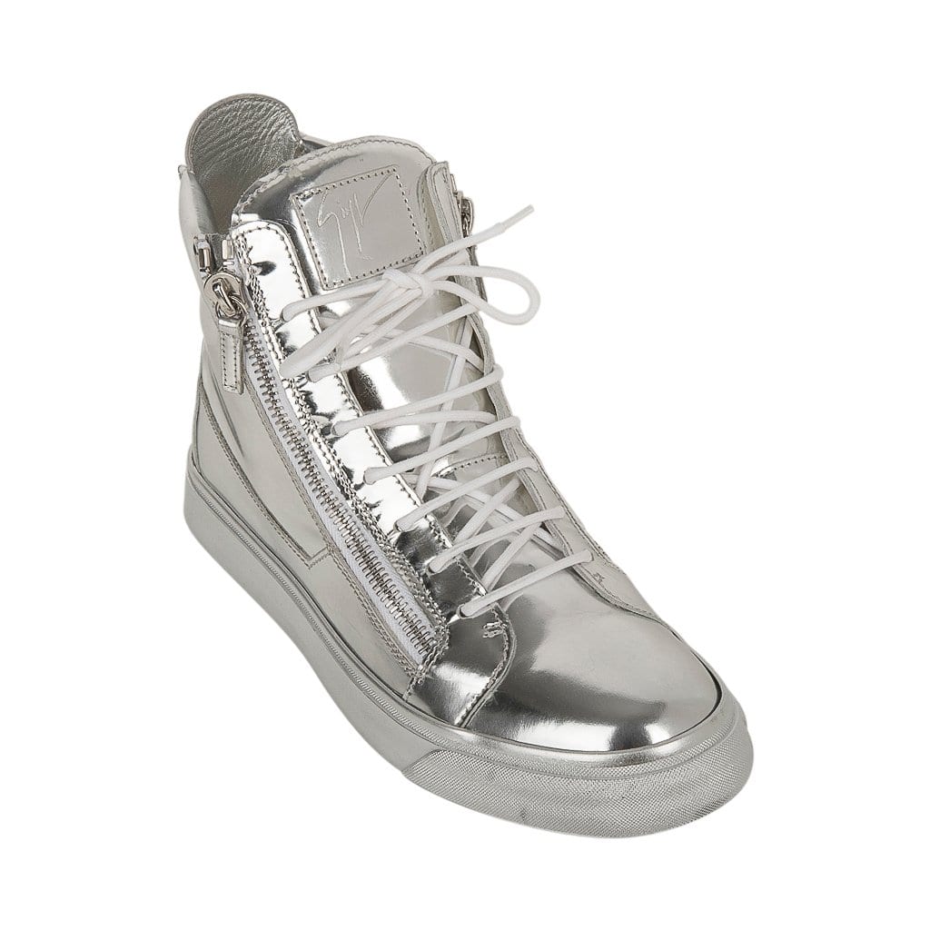 Brug for øge pause Giuseppe Zanotti Men's Silver Mirror High Top Sneakers 43 / 10 – Mightychic