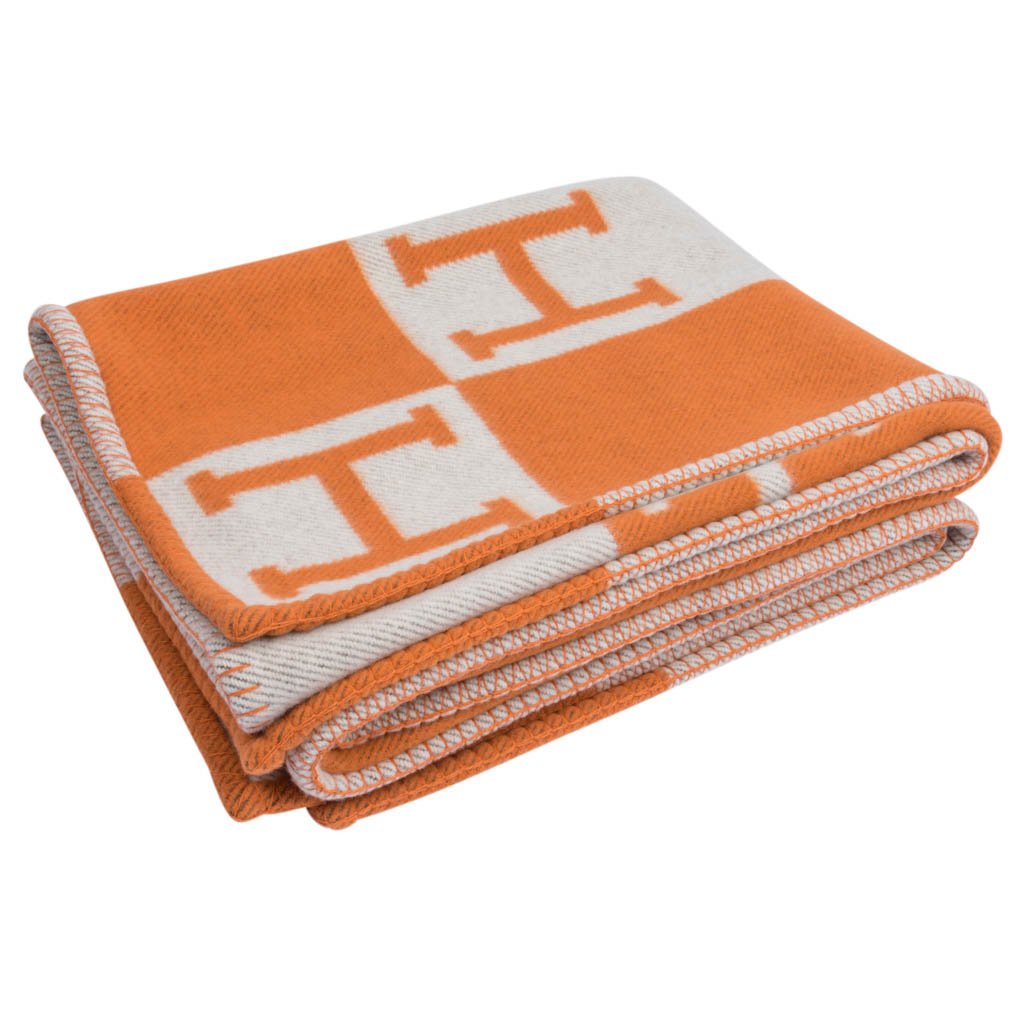 hermes orange throw blanket