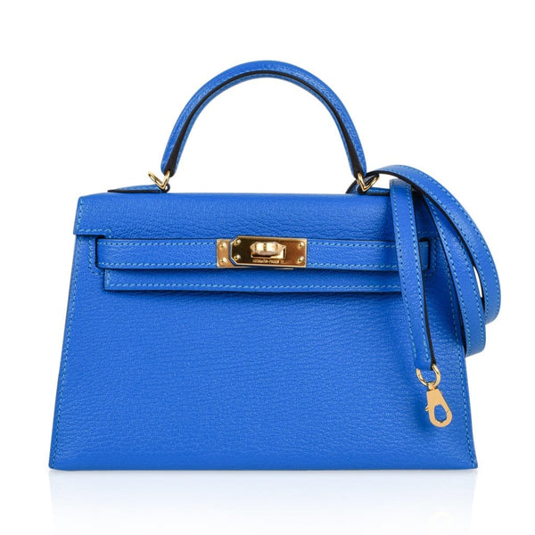 Hermes Kelly 20 Bag Sellier Blue Hydra Chevre Leather Gold Hardware – mightychic