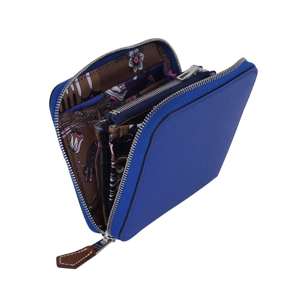 Hermes Silk'In Compact Wallet Blue Electric Della Cavalleria Favolosa
