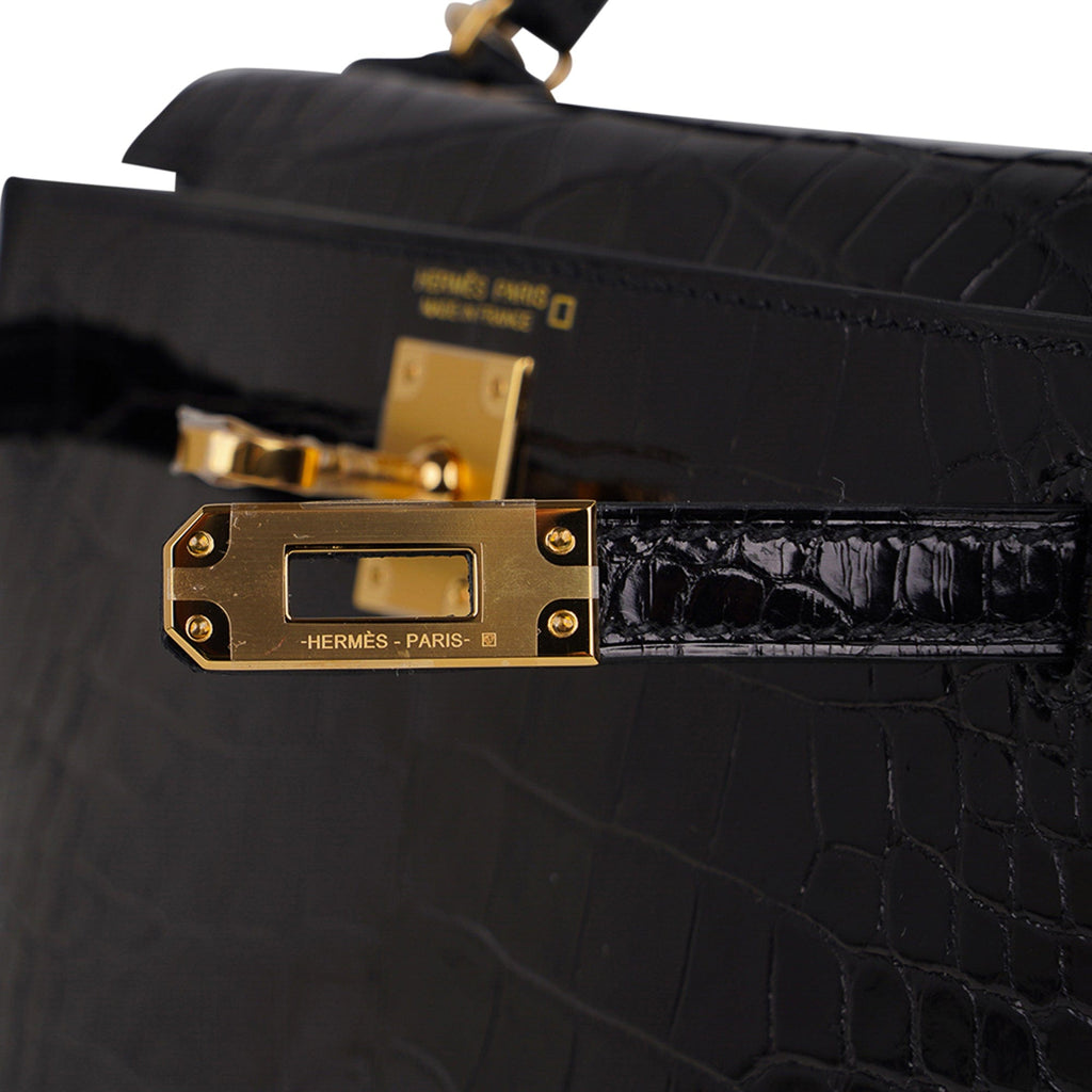 hermes kelly 20 mini sellier black alligator gold hardware