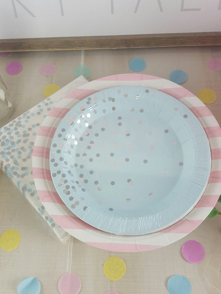 Blue Confetti Plates and Cups for Fairy Tale Princess Party