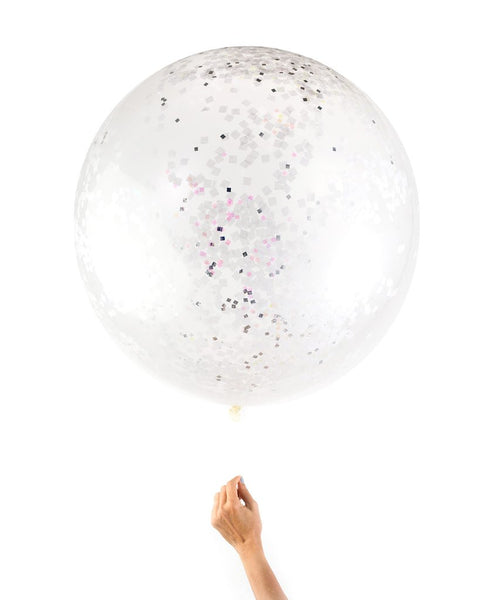 White Confetti Balloon for Winter Wonderland Themed Birthday Party Onederland "One"derland