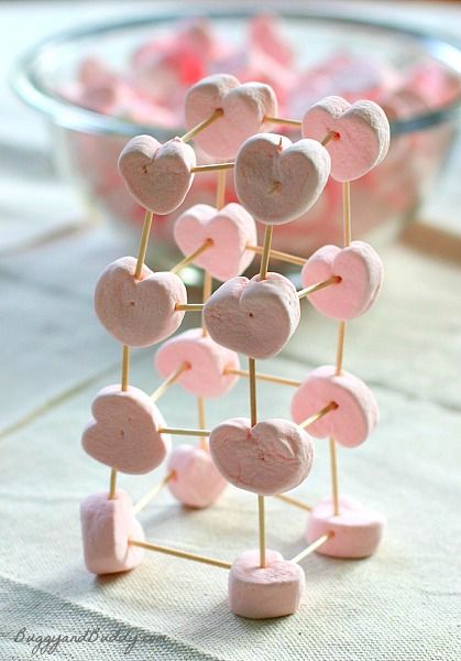 Heart Marshmallows, Toothpicks, Valentines Day Party Games