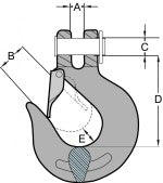 Mechanical Drawing of Grade 70 Chain Hook