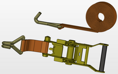 Line Drawing, 50mm Ratchet Strap Assembly