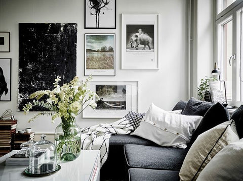 Room with grey sofa