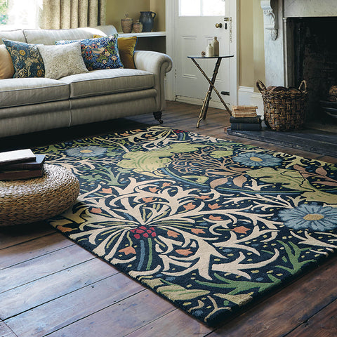 colourful rug in living room